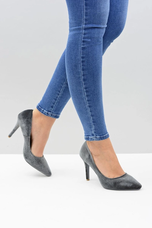 Szpilki damskie Lu Boo Szare Velvet