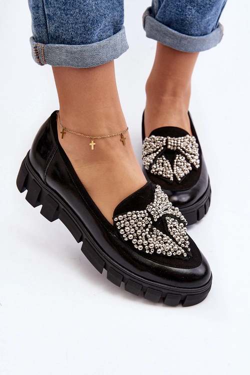 Lakierowane Mokasyny Damskie Laura Messi 2785 Czarne