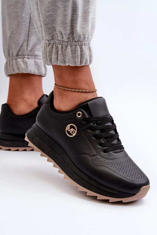 Sneakersy Damskie Na Platformie Czarne Rottiana