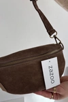 Skórzana Zamszowa Torebka Nerka Brązowa Wessa