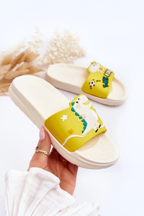 Dziecięce Klapki Dinozaur T-Rex Beżowe Bernis