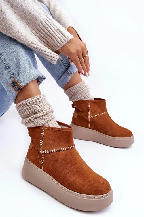 Damskie Zamszowe Śniegowce Maciejka 06257-29 Brązowe