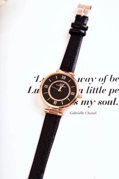 Damski Zegarek Na Pasku Z Cyrkoniami Giorgio&Dario Czarny