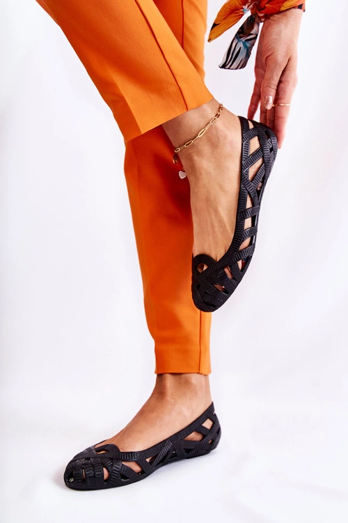 Damskie Gumowe Baleriny Czarne Indila