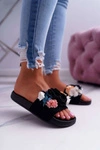 Damskie Klapki Z Kwiatem Czarne Della