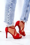 Zamszowe Sandały Na Szpilce Czerwone Lizzy