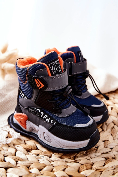 Ocieplane Botki Na Rzep Granatowo-Szare Darel