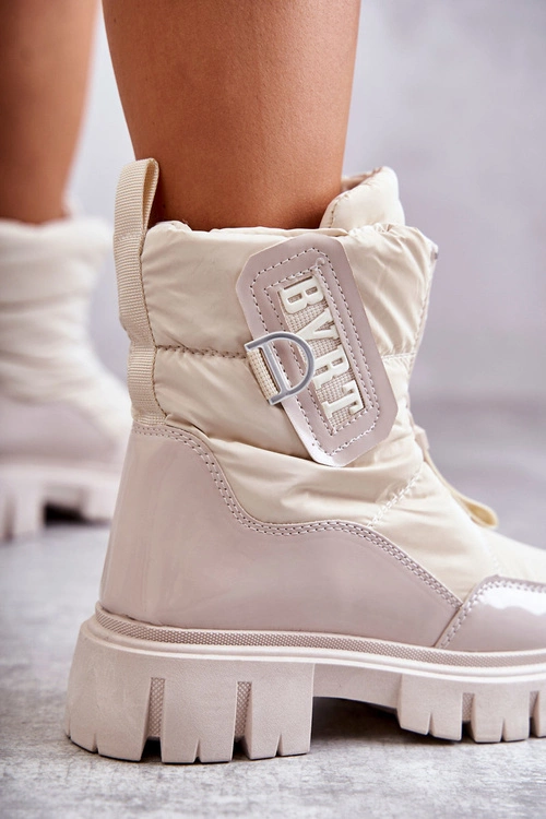 Damskie Ocieplane Śniegowce Na Suwak Beżowe Marit