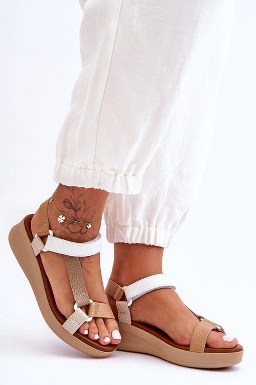 Skórzane Sandały Maciejka L5186-04 Beżowe