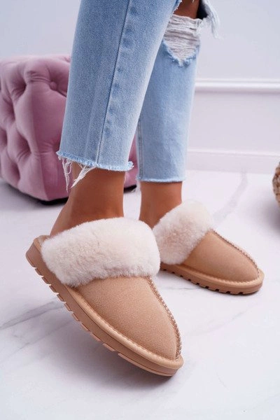 Damskie Klapki Papcie Beżowe Mirendy