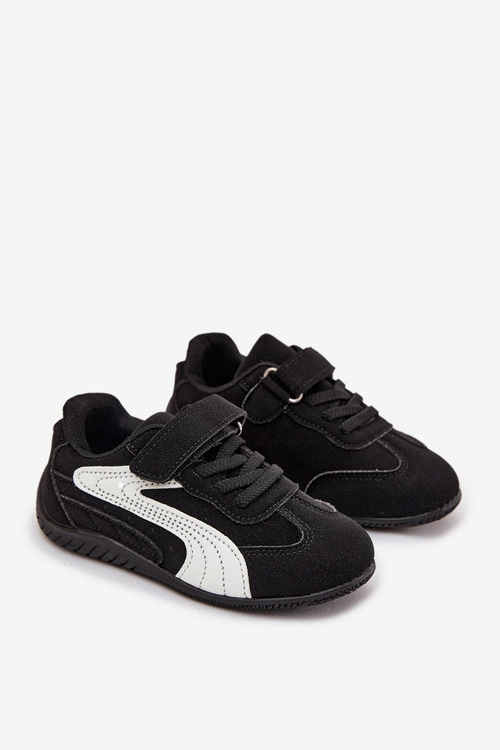 Buty Sportowe Dziecięce Z Rzepem Czarno-Białe Perrin