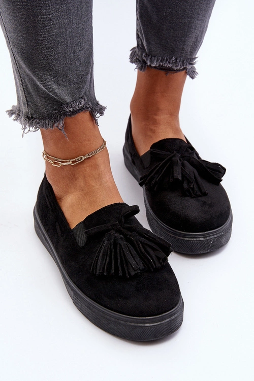 Damskie Espadryle Z Frędzlami Czarne Elorvia