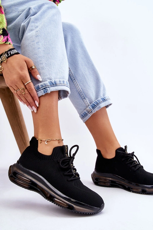 Damskie Wsuwane Skarpetkowe Buty GOE JJ2N4080 Czarne