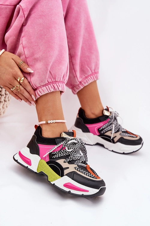 Sneakersy Buty Sportowe Damskie Z Podwójnym Sznurowaniem Czarne Efobell