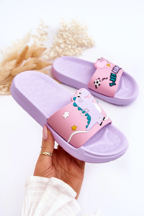 Dziecięce Klapki Dinozaur T-Rex Fioletowe Bernis