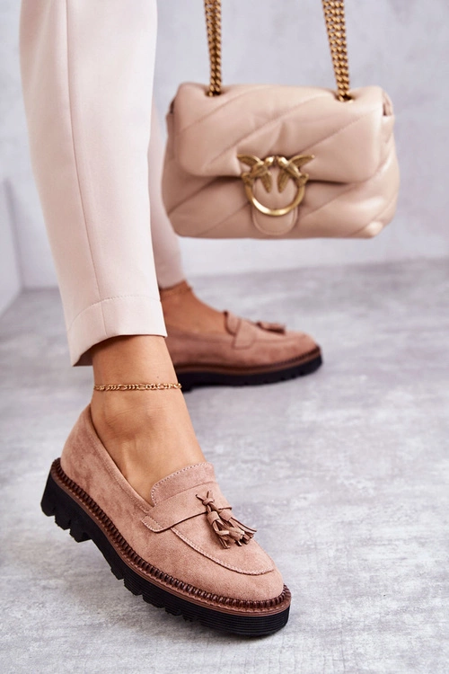 Damskie Zamszowe Półbuty Na Platformie Beżowe Unni