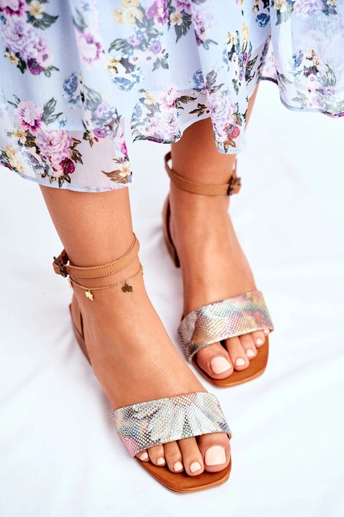 Skórzane Błyszczące Sandały Maciejka 04618-29 Rude