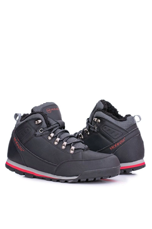 Czarne Męskie Buty Trekkingowe Ocieplane Polarem Reflex