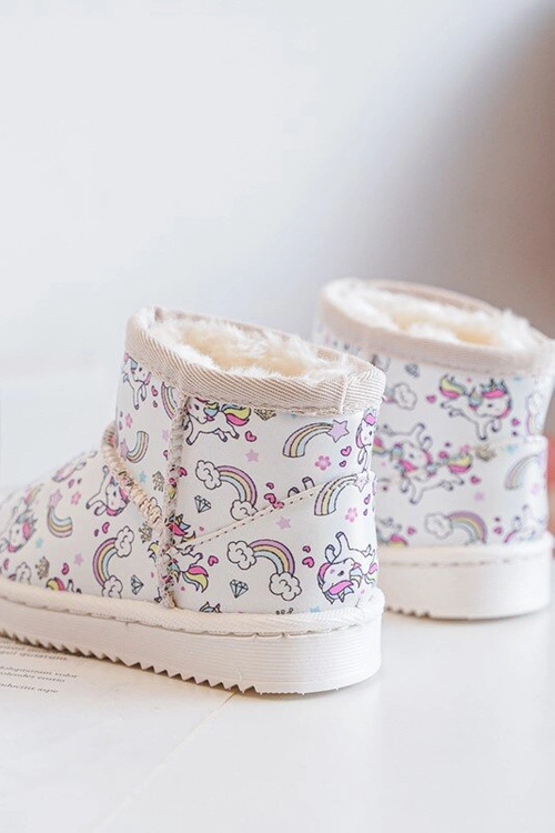 Botki Śniegowce Dziecięce Wzorzyste Beżowe Elenet