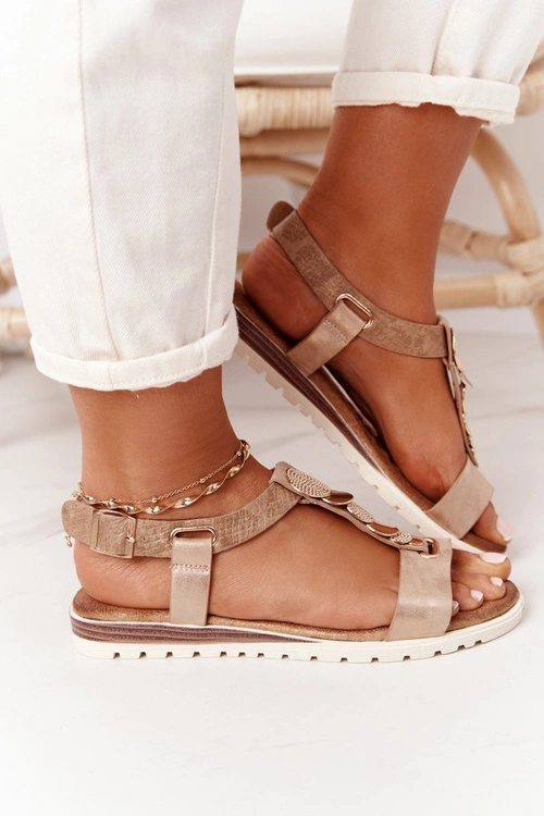 Płaskie Sandały Z Ozdobami Miedziane Milton