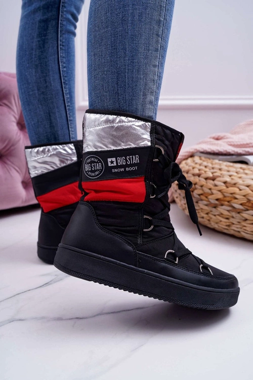 Damskie Botki Śniegowce Ocieplane Futerkiem Big Star Czarne EE274656