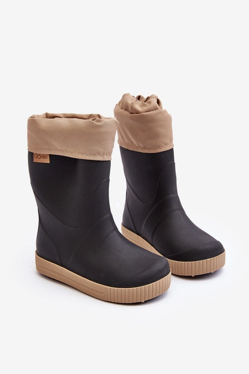 Dziecięce Kalosze Z Ocieplaczem Snow Wave Gokids 981 Czarno-Beżowe