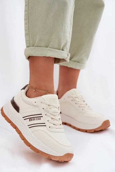 Sneakersy Damskie Na Platformie Big Star TT274881 Hi-Poly System Beżowe