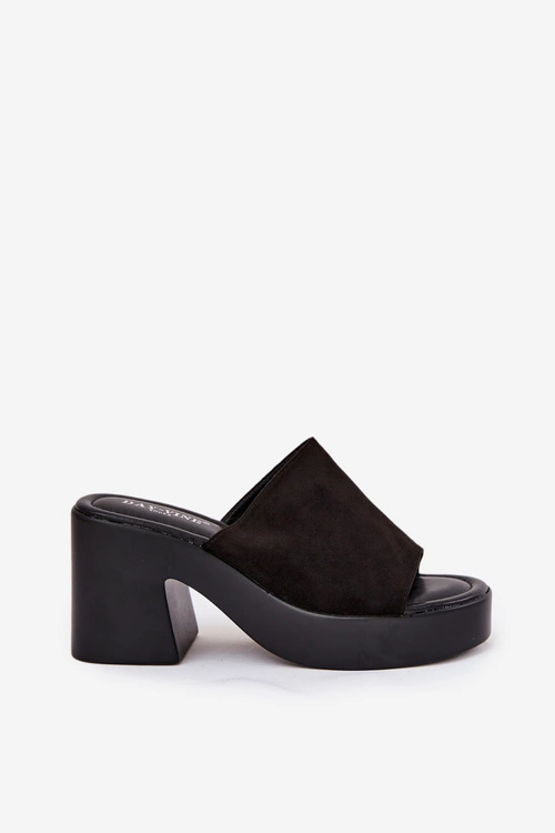 Klapki Damskie Na Słupku I Platformie Czarne Omeisa