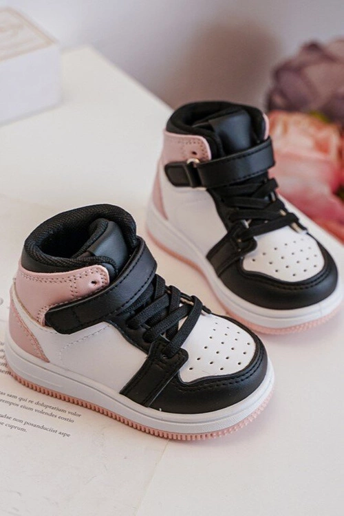 Wysokie Dziecięce Buty Sportowe Biało-Różowe Teredite