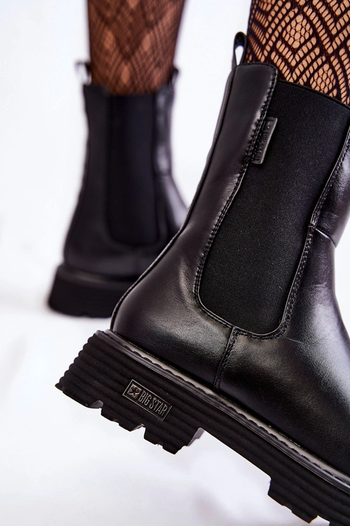 Wysokie Ocieplane Wsuwane Botki Sztyblety Big Star KK274500 Czarne