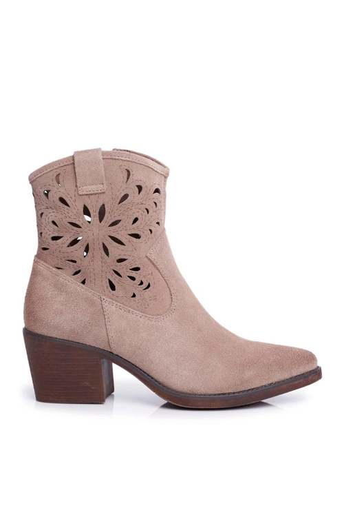 Botki Damskie Skórzane Beżowe Barski 12622