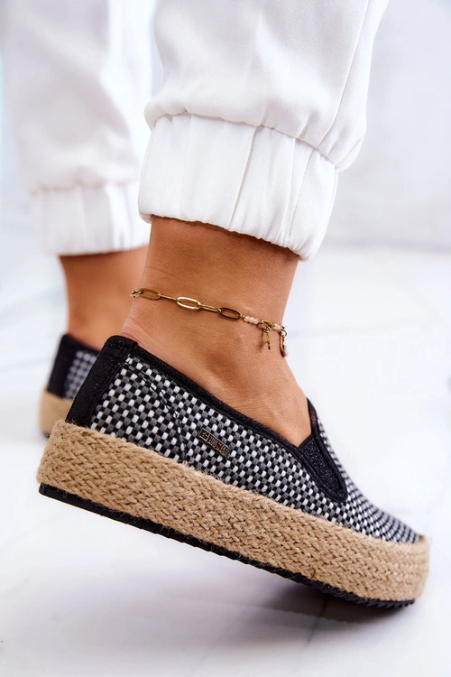 Damskie Plecione Tenisówki Slip On Big Star JJ274395 Czarne