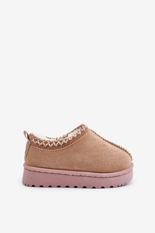 Śniegowce Botki Dziecięce Na Platformie Ocieplane Futerkiem Beżowe Vilabria