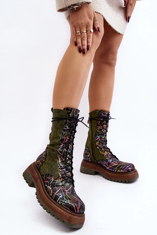 Damskie Skórzane Botki Workery Maciejka 06203-09 Multikolor