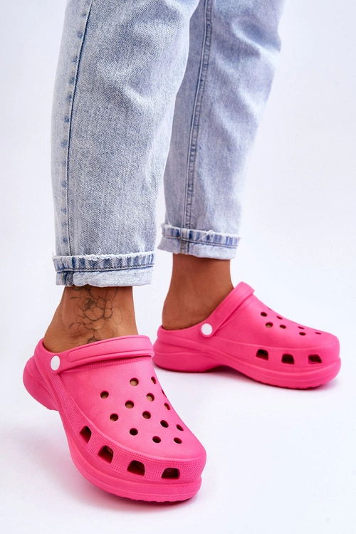 Piankowe Klapki Kroksy Na Masywnej Podeszwie Ciemnoróżowe Katniss