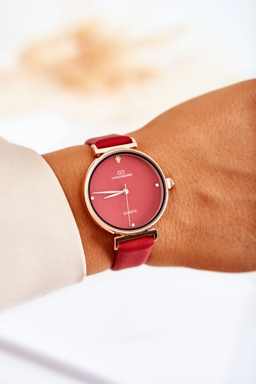 Damski Klasyczny Zegarek Na Skórzanym Pasku Giorgio&Dario Czerwony