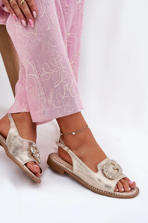 Sandały Damskie Z Ozdobnym Detalem S.Barski KV51-081 Złote