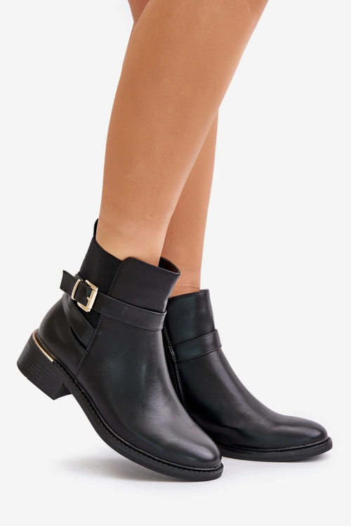 Botki Sztyblety Damskie Na Niskim Obcasie Ocieplane Czarne Zinlora