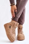 Wysokie Ocieplane Zamszowe Trampki Beżowe Evren