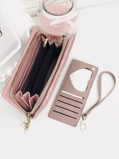 Duży Damski Portfel Pudrowy Róż