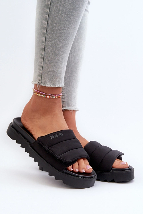 Damskie Klapki Na Platformie Big Star NN274772 Czarne