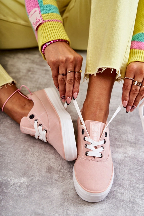 Materiałowe Damskie Tenisówki Big Star KK274020 Nude