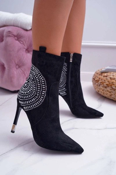 Botki Damskie Na Szpilce Czarne Fashionable