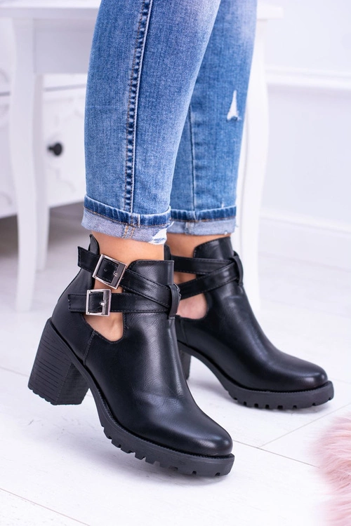 Czarne Botki z Wycięciami Brooklyn