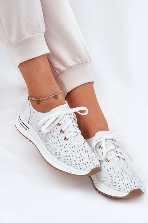 Skórzane Lekkie Półbuty Damskie Artiker 54C1758 Białe