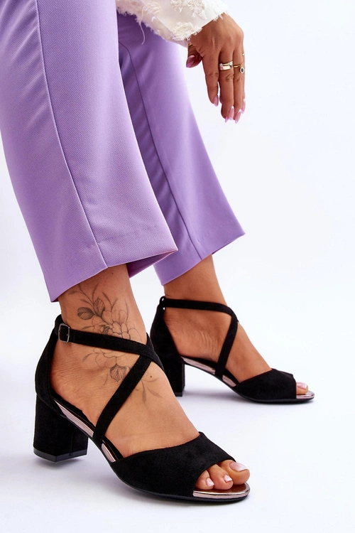 Damskie Sandałki Na Niskim Obcasie Czarne Quinn