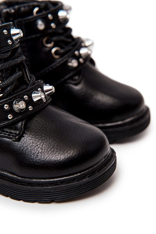 Dziecięce Botki Ocieplane Futerkiem Czarne Flossie