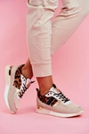 Sportowe Damskie Buty Beżowe Leopard Himme