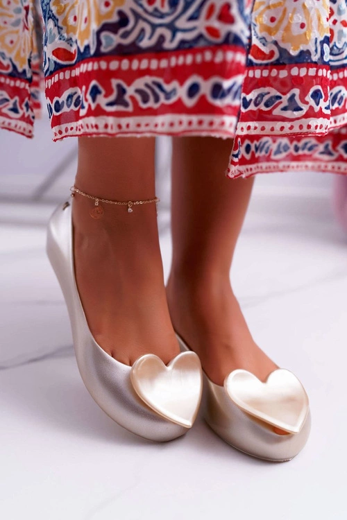 Złote Damskie Balerinki Meliski Serca Diamond