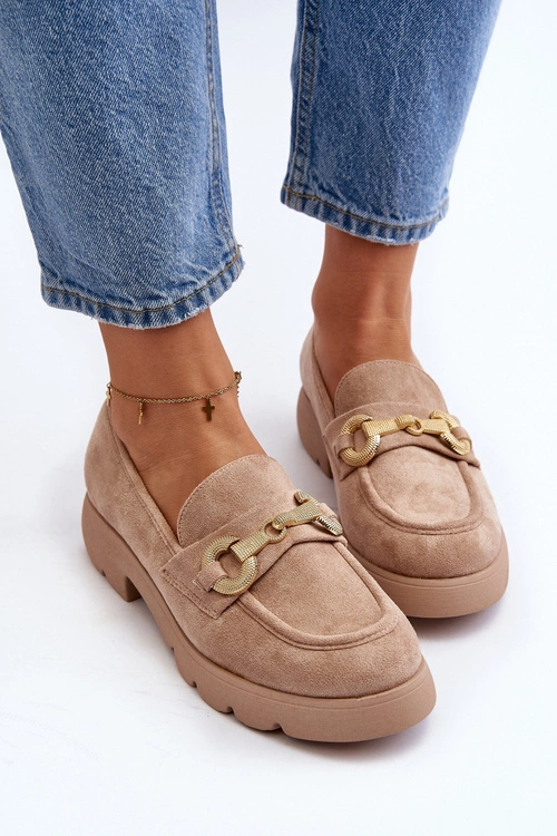 Damskie Mokasyny Z Ozdobą Beżowe Railenes